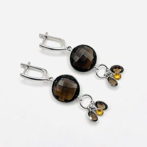 Smokey Quartz 18.15 CT Dangle Earrings